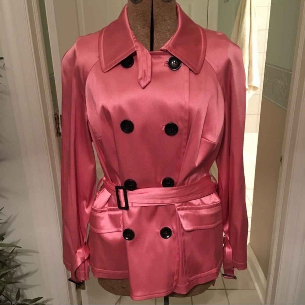 I.N.C. International Concepts pink belted satin jacket size S/M